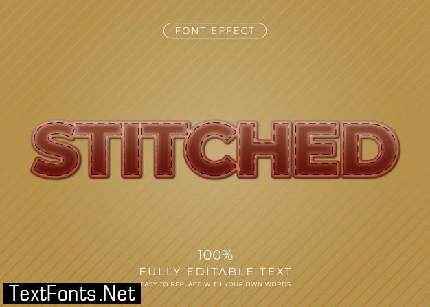 Stitched leather text effect. editable font style