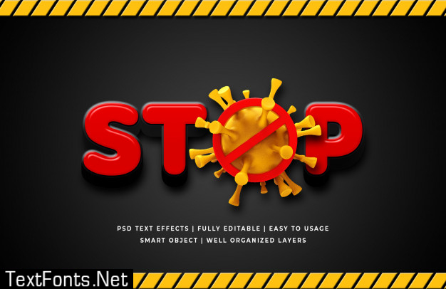 Stop corona virus 3d text style effect