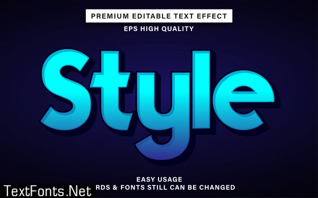 Style blue editable text effect