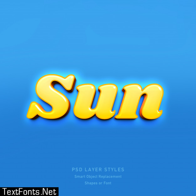 Sun 3d text style effect psd