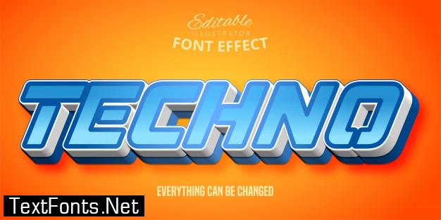 Techno text, 3d editable font effect