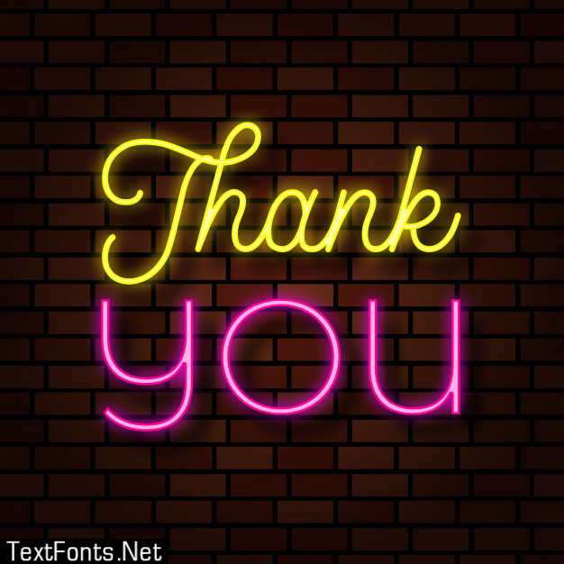 Thank you neon light text effect illustration