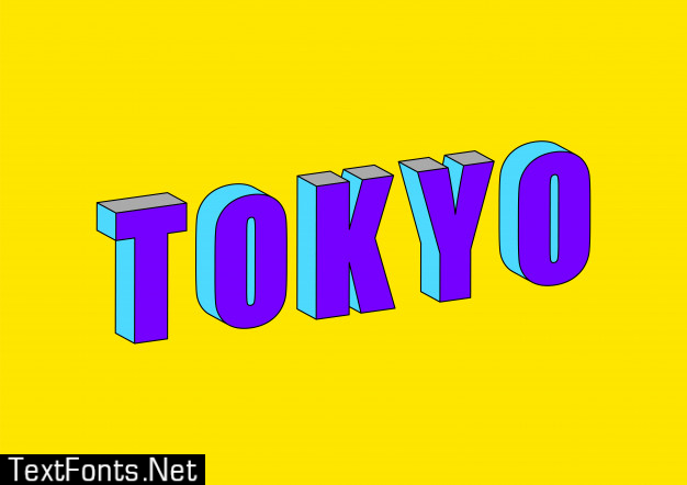 Tokyo text with 3d isometric effect