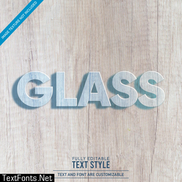 Transparent crystal glass editable text effect