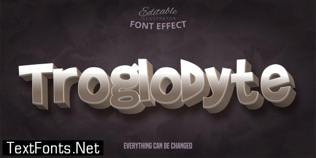 Troglodyte text, 3d stone style editable font effect