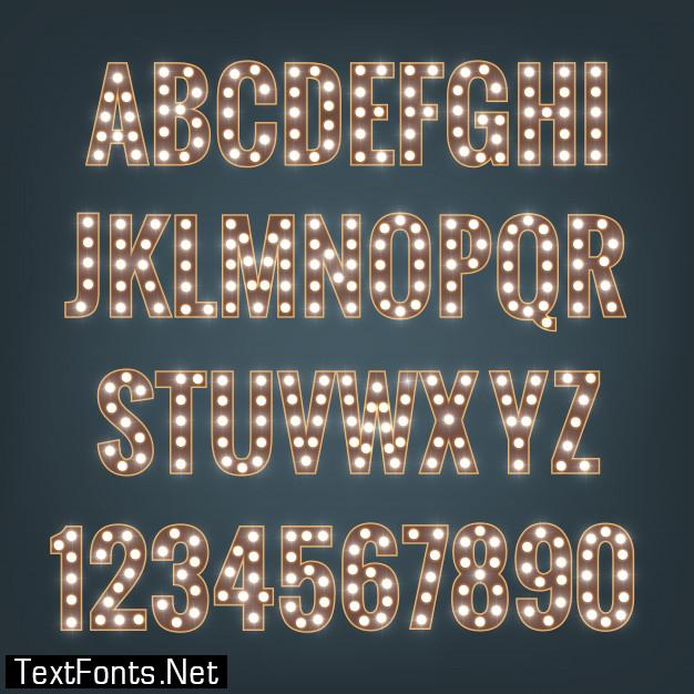 Typeface with light bulbs