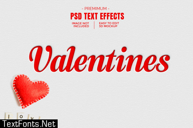 Valentines 3d text effect mockup