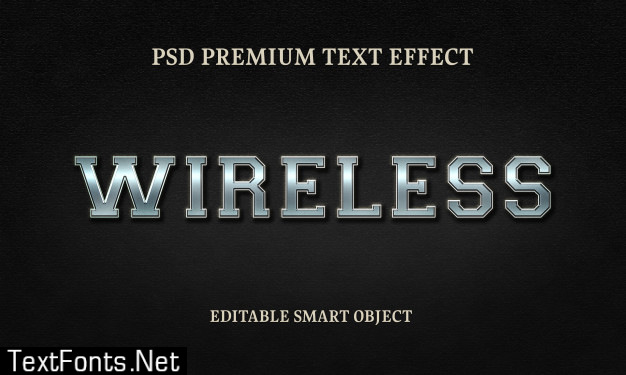 Wireless text style effect free psd