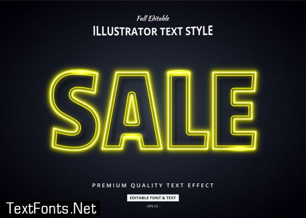 Yellow neon 3d text style effect