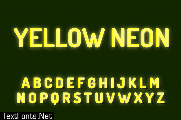 Yellow neon font alphabet text effects