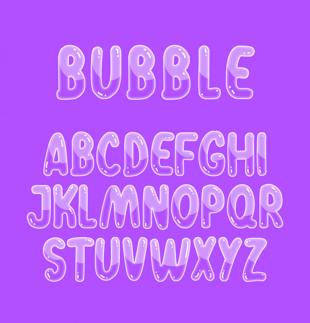 Transparent bubbles alphabet