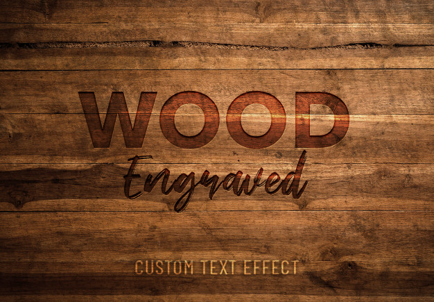 Wood engraved text effect