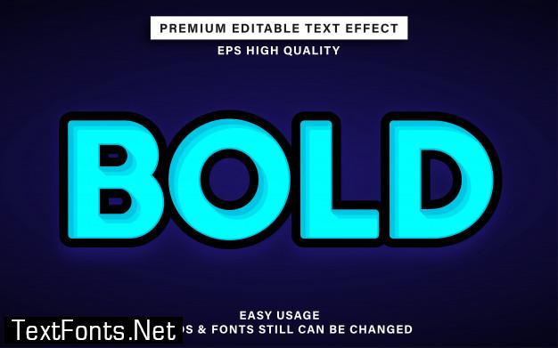 Blue bold editable text effect