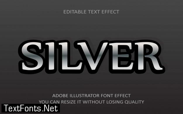 Silver editable text font effect