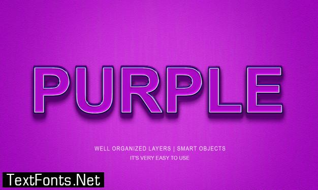 Purple 3d text layer style effect