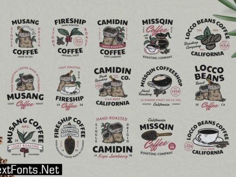 15 Coffee Vintage Badges