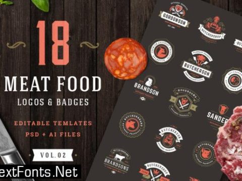 18 Meat Food Logos and Badges