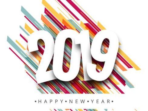 2019 Happy New Year text background vector