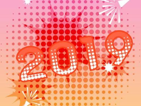 2019 new year banner with comic text effects