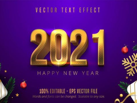 2021 Happy New Year Font Effect