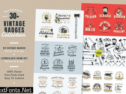 30 Vintage Badges Illustration