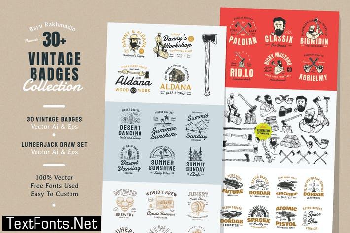 30 Vintage Badges Illustration