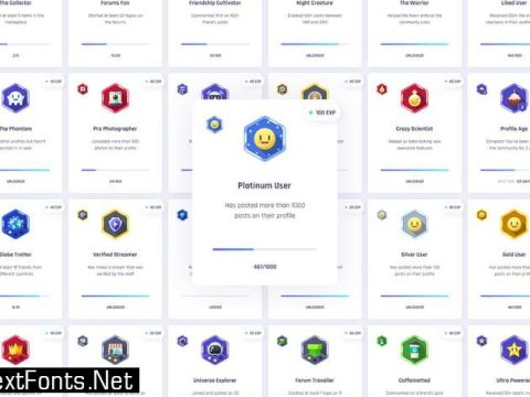 36 Hexagon Gamification Badges