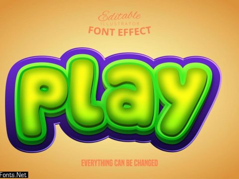 3D Green and Purple Play Text Effect