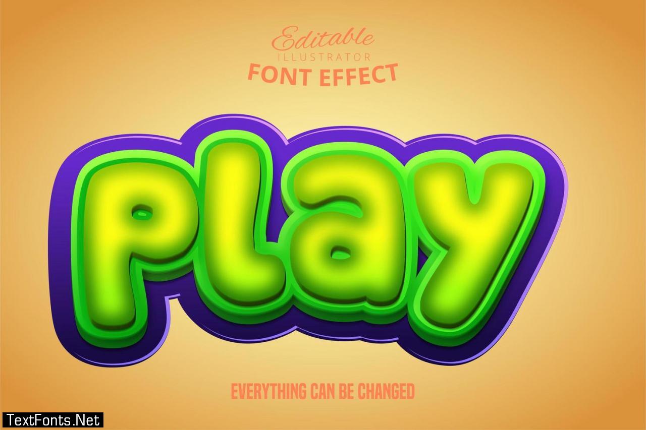 3D Green and Purple Play Text Effect