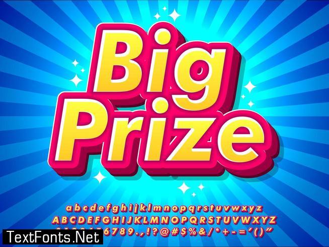 3d Pop Big Prize Text Effect