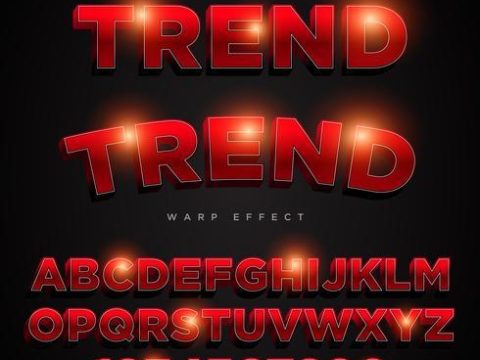 3D Red Stylized Lettering Text, Font & Alphabet