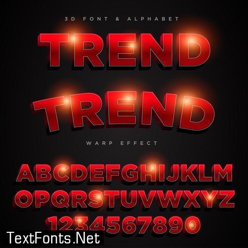 3D Red Stylized Lettering Text, Font & Alphabet