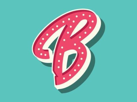 3D Retro Letter B Typography