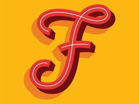 3D Retro Letter F Typography