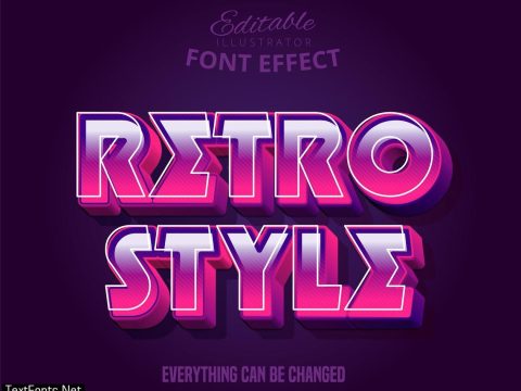 3d strong pink bold retro style text effect