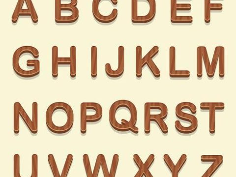 3D Wooden Fonts Vector