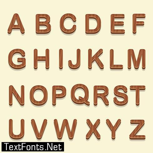 3D Wooden Fonts Vector