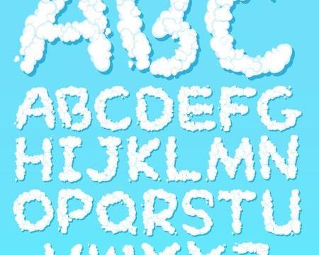 A set of English alphabet cloud font 361162