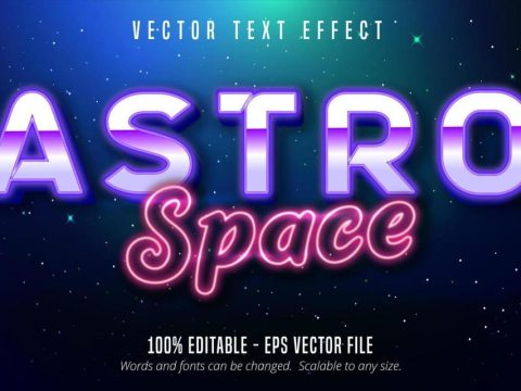 Astro space purple and pink neon style text effect