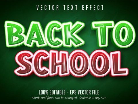 Back to school red and green glossy text effect