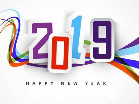 Beautiful Happy New Year 2019 text background