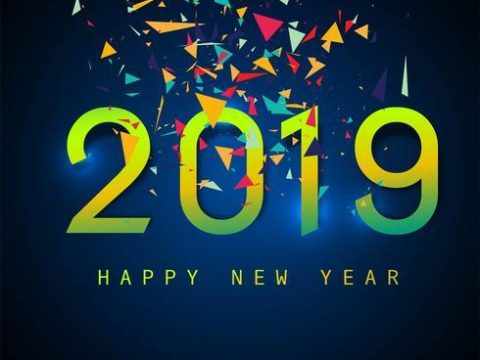 Beautiful Happy New Year 2019 text background