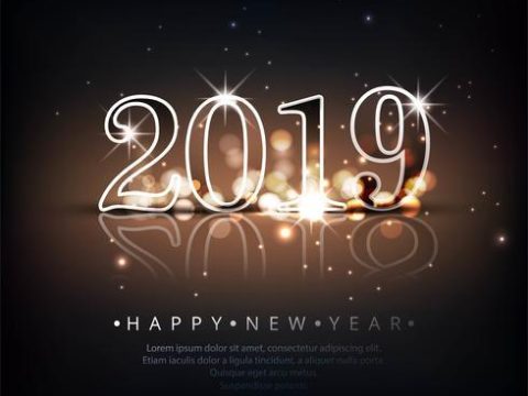 Beautiful Happy New Year 2019 text background