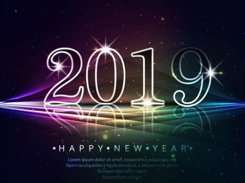 Beautiful Happy New Year 2019 text festival background