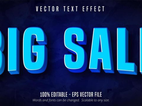 Big sale curved blue editable text effect