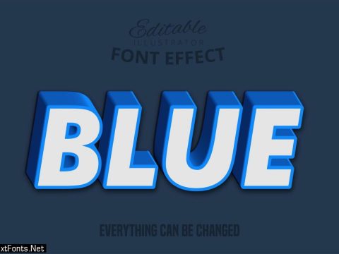 Blue 3D text, editable text style