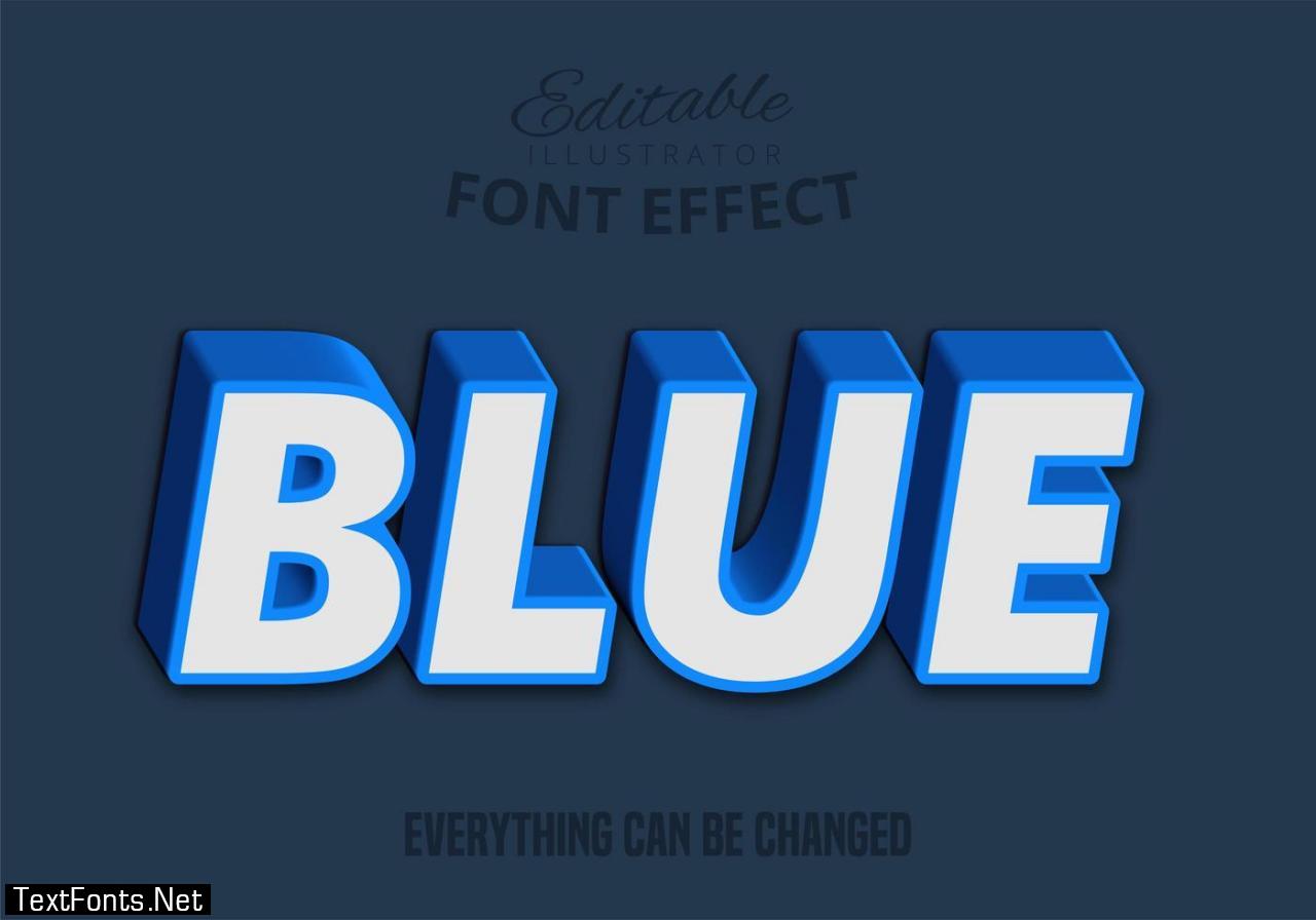 Blue 3D text, editable text style