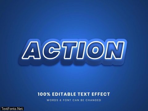 Blue Action 3D Editable Text Effect