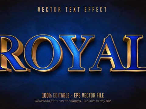 Blue and shiny gold style editable text effect