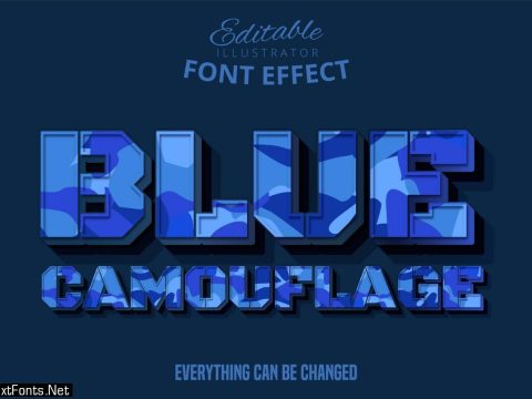 Blue Camouflage Editable Text.